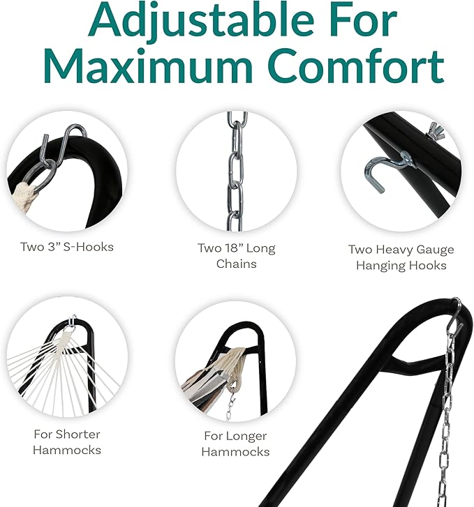 Sunnydaze Universal Double Hammock Stand Only - 550-Pound Capacity - Heavy-Duty Hammock Stand for Outside - Fits 9 to 14 Foot Hammocks - Black