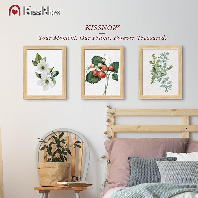 11x14 Picture Frame set of 4, Natural Oak Wood Poster Frame, Wall Hanging