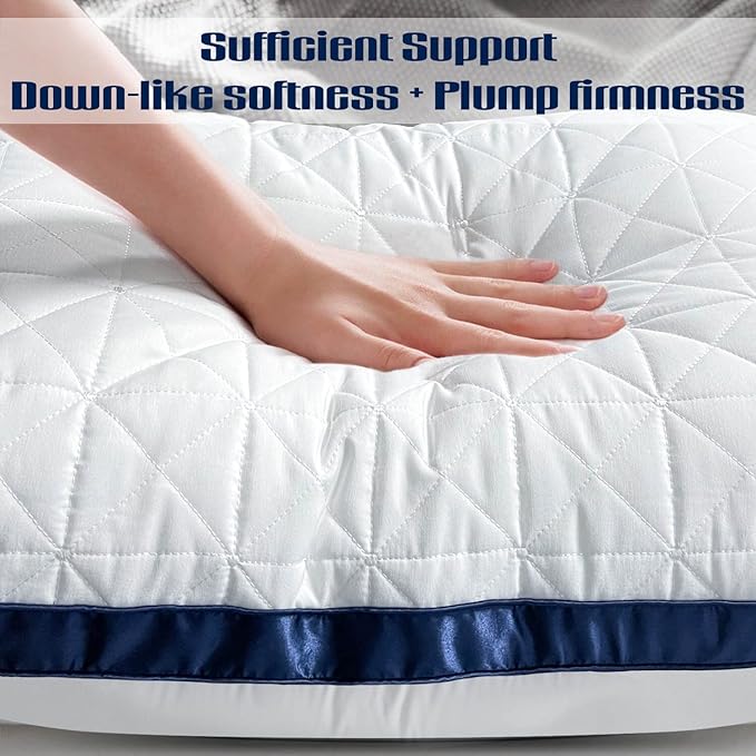 Pillows Standard Size Set of 2 Cooling Hotel Luxury Bed Pillows for Sleeping 2 Pack, Supportive Breathable Down Alternative Gusset Standard Pillow for Back Stomach or Side Sleepers