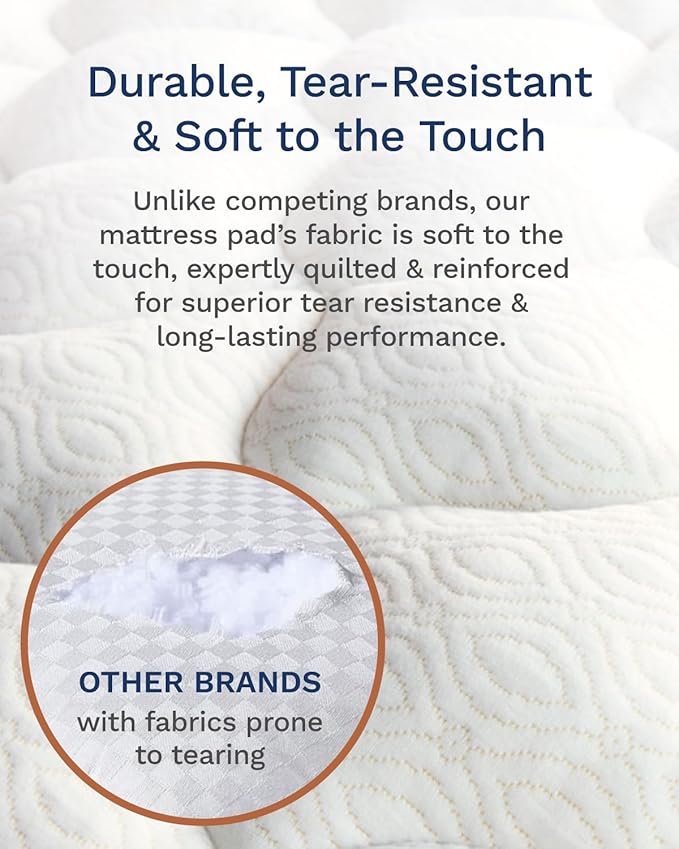 ViscoSoft Copper Pillow Top Twin XL Mattress Pad - Soft Overstuffed Premium Cloud-Like Support - Quilted Fiberfilled Mattress Topper with Deep 18" Pocket for Secured Fit