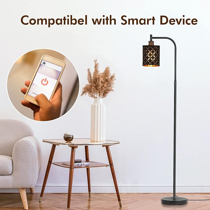 Gothic Floor Lamp with Laser-Cutout Lampshade, LED Standing Lamp for Living Room & Bedroom, 67 Inch Black Arc Modern Farmhouse Lamp with Foot Switch, E26 Base Socket, Perfect for Magic Decor Lamps