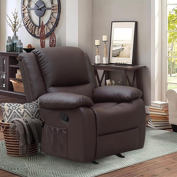 Ella Rhae Massage Leather Recliner Chair with Heat and USB Charging Port (Brown)