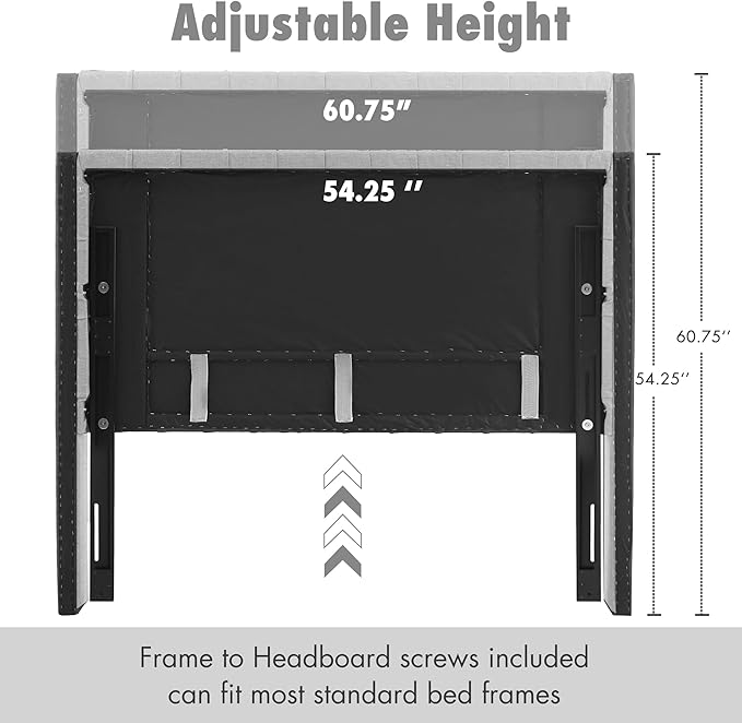 Madison Park Amelia Upholstered Headboard | Nail Head Trim Wingback Button Tufted | King, Grey