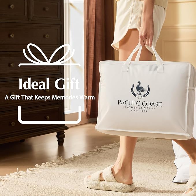 PACIFIC COAST Goose Down Fiber Comforters King Size Duvet Insert, All Season White Comforter, 3D Hidden-Stitch Baffle Box Design, 8 Tabs, Gifts for Women/Men, Extra Fluffy Luxury Duvet (106"x90")