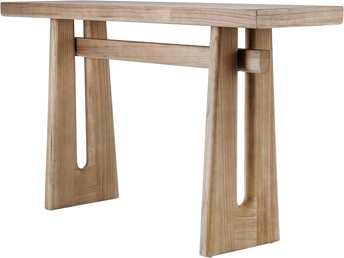 Christopher Knight Home Hirai Narrow Console Table with Geometric Silhouette, Entryway Table with Premium Wood Veneer Finish, MDF Wood Design Display Table for Home Decoration, Living Room, Brown