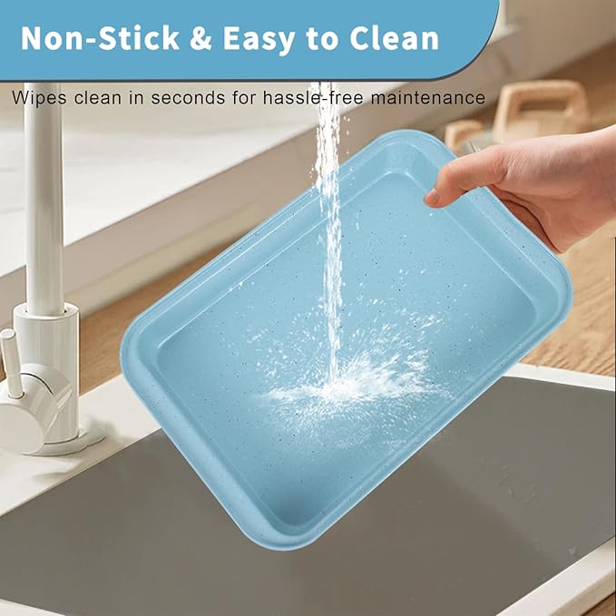 6 Pieces Baking Pans Set Non Stick, Bakeware Sets Stackable, Oven Safe, Steel Baking Set Supplies for Home Baking, Roasting, Easy to Release, Sturdy Bake Gifts for Holiday, Blue