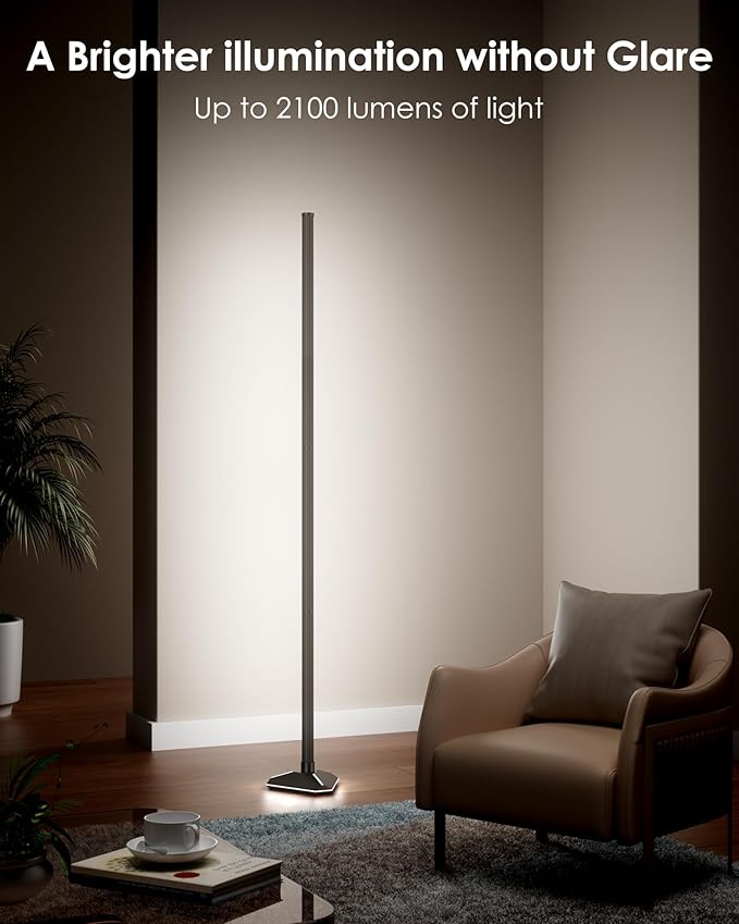 2PCS Floor Lamp with Illuminate Base, 50" RGB+IC Cool White LED Floor Lamp Color Changing 24V with Music Sync 16 Million DIY Colors Modern Smart Stand Lamp for Bedroom, Living Room, Studio