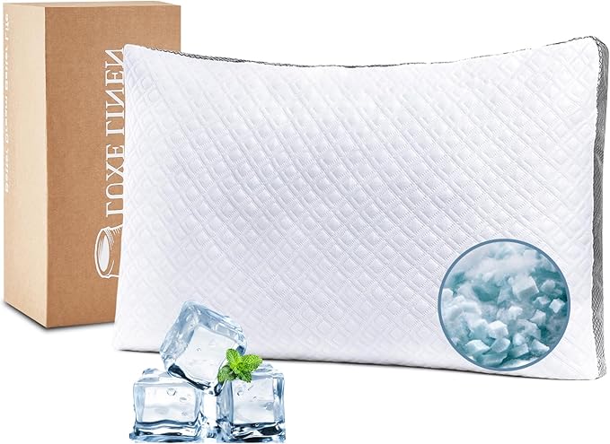 Tencel Queen Bed Pillows, Shredded Memory Foam Pillows, Adjustable Bed Pillow for Sleeping, 20"x30" Cooling Tencel Circular Knit Pillows for Side, Back, Stomach Sleepers（Pack of 1）