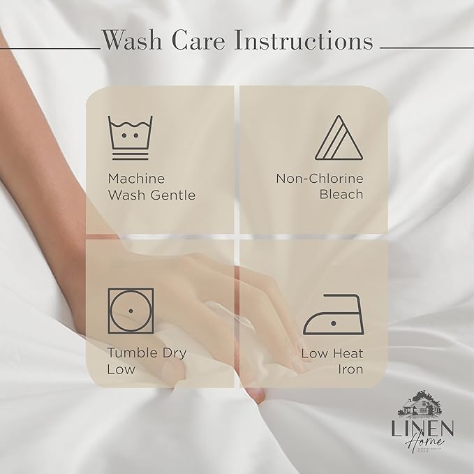 Linen Home 100% Cotton Percale Sheets King Size, Light Taupe, Deep Pocket, 4 Pieces Set - 1 Flat, 1 Deep Pocket Fitted Sheet and 2 Pillowcases, Crisp Cool and Strong Bed Linen