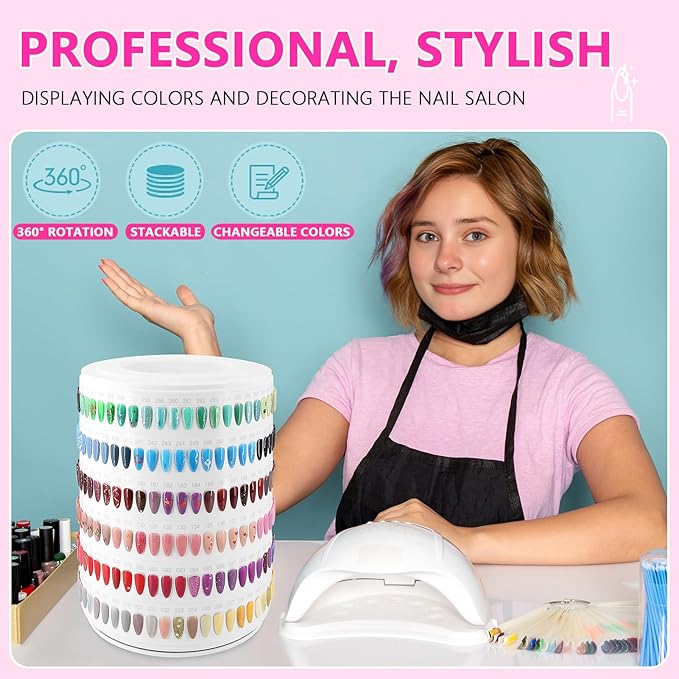Nail Polish Display Book 300 Colors, Professional Nail Color Display Show Nails Sample Book (CS300)