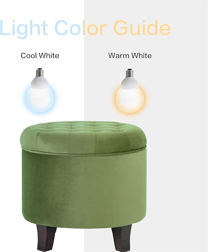 Homepop Home Decor | Upholstered Round Velvet Tufted Foot Rest Ottoman | Ottoman with Storage for Living Room & Bedroom | Decorative Home Furniture, Green