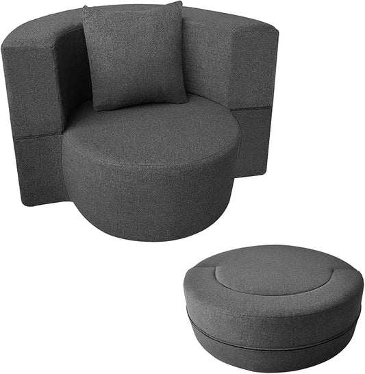 ANONER 12 Inch Modern Folding Sofa Memory Foam Fold Out Chair Sofa with Pillow, Lounge Chair Floor Futon Couch, Washable Cover