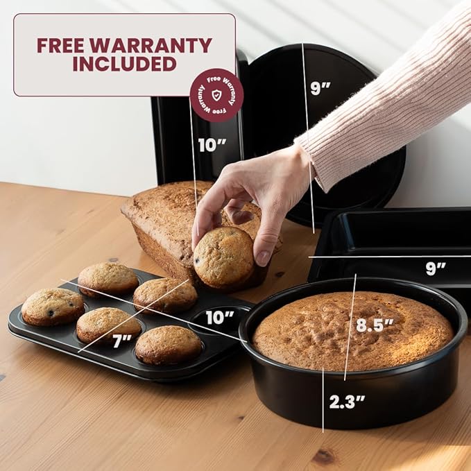 5-piece Baking Set - Versatile and Oven Safe Bakeware Set - Durable Bakeware Set - Baking Cookware - Kitchen Baking Pans, Kitchen Essentials - Baking Pan Set by Roppa