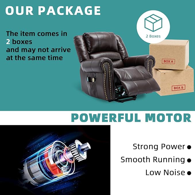 MEETWARM Large Power Lift Electric Recliner Chair with Massage and Heat, Overstuffed Wide Recliner for Elderly, Heavy Duty sofa for Living Room with 2 Remote Control/USB Ports/Side Pockets(Dark Brown)