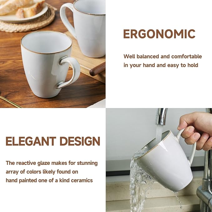 MONITO 17 OZ Coffee Mugs Set of 6, Large Ceramic Coffee Mugs，Modern Coffee Mugs Set with handle for Tea/Latte/Cappuccino/Milk/Cocoa, Funny Tea Cups for Office and Home, Engagement Gifts…