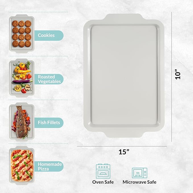 Boxiki Kitchen Nonstick Ceramic Jelly Roll Pan, 15 x 10 Inches - PTFE & PFOA Free Baking Pan Perfect for Every Kitchen - Multipurpose Cookie Sheet for Baking, Roasting, and More