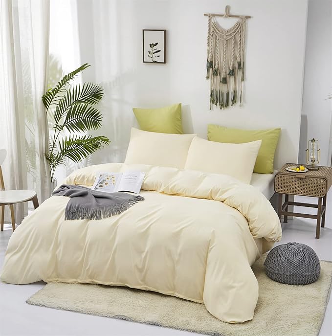 Cottonight Ivory White Comforter Set California King Beige Bedding Comforter Set Cal King Off White Solid Blanket Quilts Modern Soft Breathable 3 Piece Ivory White Bedding Set