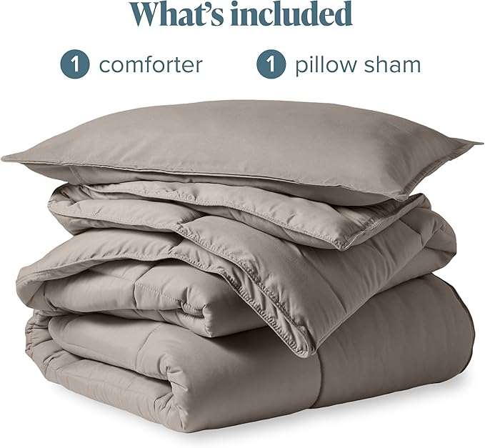 Bare Home Comforter Set - Twin/Twin Extra Long Size - Ultra-Soft - Goose Down Alternative - Premium 1800 Series - All Season Warmth (Twin/Twin XL, Khaki)