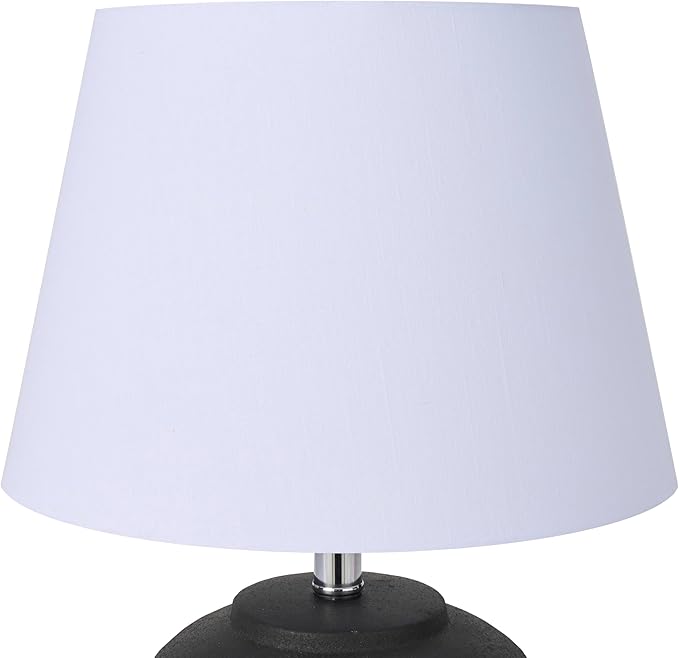 Nourison Home 20" Black Ceramic Pot Table Lamp for Bedroom, Living Room, Console, Entryway