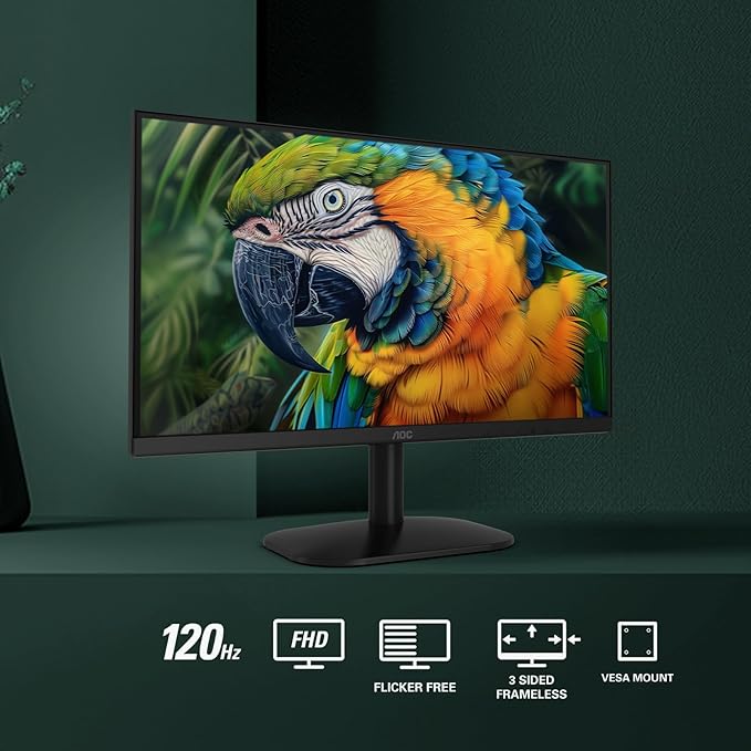 AOC 24B35H3 24" IPS Full HD (1920 x 1080) 120Hz LED Monitor, Adaptive Sync, VGA & HDMI, Flicker-Free, Low Blue Light, HDR Ready, VESA, Tilt Adjust, Eco-Friendly