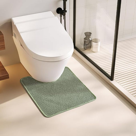 U-Shaped Toilet Rug, Thin Washable Non-Slip Absorbent Quick Dry Low Pile Mat, Sage Green 20"x24"