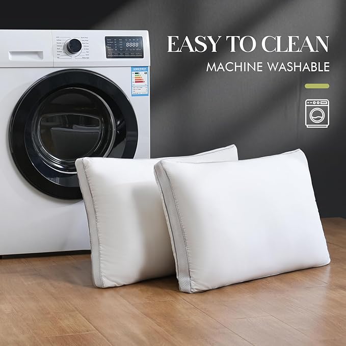 Goose Down Bed Pillows King Size Set of 2 (White), Hotel Collection Pillows for Sleeping, Gusseted Pillow for Side, Back, or Stomach Sleepers, 20" x 36"