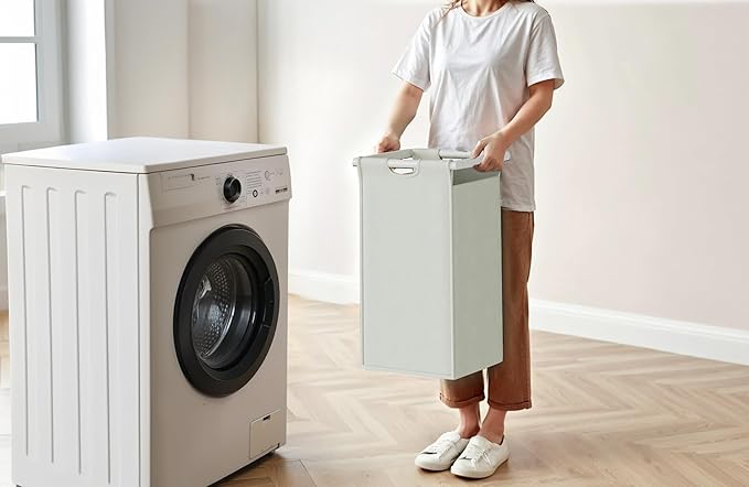 Laundry Hamper with Shelf, Laundry Basket 4 Section, Laundry Sorter with Pull-Out Removable Large Bags and Movable Wheels, Metal Frame, 4 x 15.87 Gallons (60L), White PF07XLW
