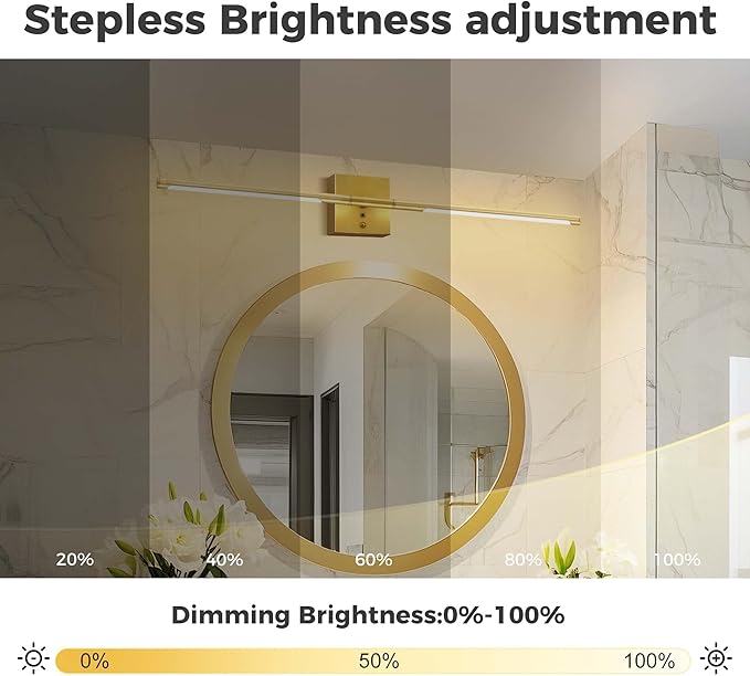 DORESshop Battery Operated Wall Sconces Set of Two with Remote Control, Rechargeable Wall Sconce, 350°Rotate Dimmable Wireless Wall Sconce for Living Room, Hallway, Bedroom, 29 Inch, Gold(2 Pack)