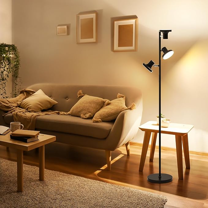 36W LED Tree Floor Lamp, Modern Dimmable Standing Lamp with Remote & Touch Control, 4 Color Temperatures, 3 Rotatable LED Light Floor Lamps for Living Room, Bedroom, Office