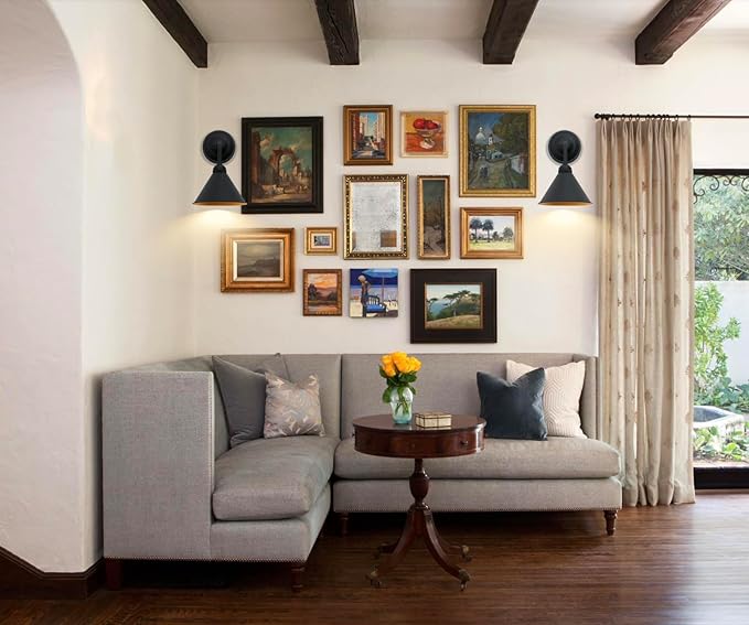 HEQIQEH Modern Battery Operated Wall Sconces Set of 2 with Metal Lamp Shade, 13 RGB Color Changing Dimmable Battery Wall Mounted Lamps with Remote Control for Bedroom, Galleries, Hallway, Hotels