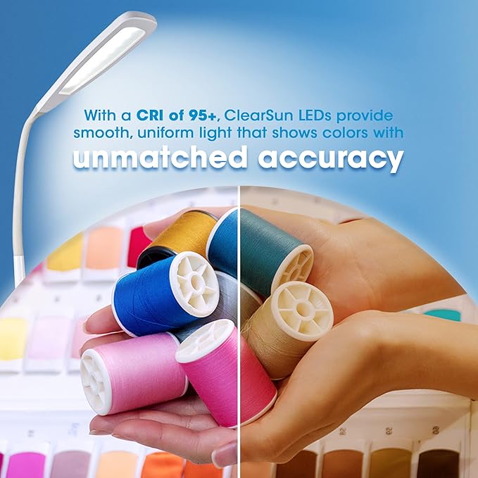 OttLite ClearSun Flex LED Floor Lamp with LED Technology - Touch Activated Controls, Adjustable Neck, Smart Memory Feature - Great for Office, Home, Dorm, Bedroom, College, & Living Room