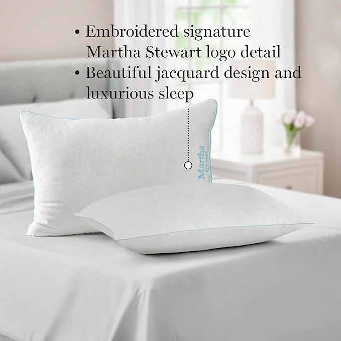 MARTHA STEWART Bed Pillow, Standard, White 2 Count