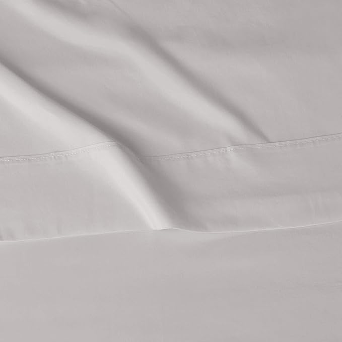 Amazon Basics Lightweight Super Soft Comfortable Easy Care Microfiber 4 Piece Bed Sheet Set with 14-Inch Deep Pockets, Queen, Light Gray, Solid