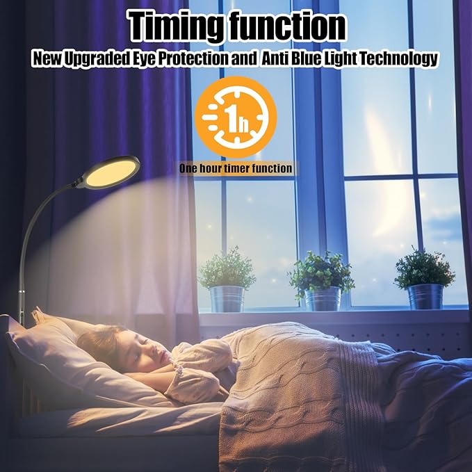 LED Floor Lamp, Reading Light, Bright Modern Tall Lamp, 3 Color Temperatures & Brightness, Adjustable Gooseneck Standing Lamp with Remote & Touch Control for Living Room, Bedroom, Office