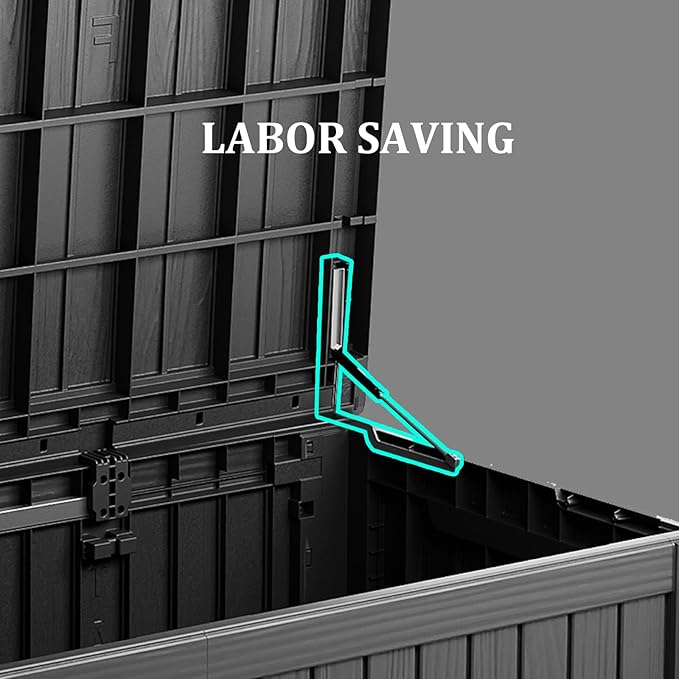 180 Gallon Waterproof Deck Box, Lockable Resin Storage Box for Patio Furniture Cushions Garden Tools and Outdoor Delivery Storage, Black