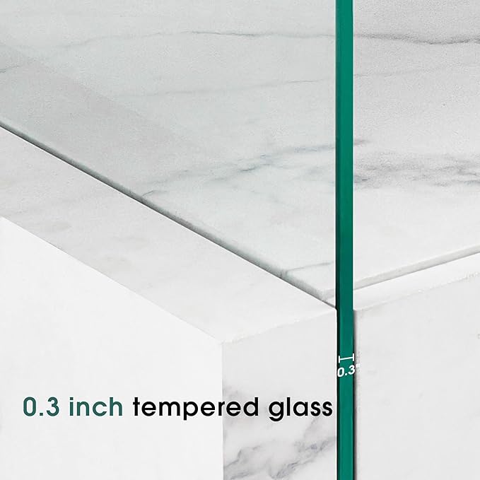 ivinta Glass Console Table with Storage Shelves, 3-Tier Modern Entryway Table with Hidden Drawer for Living Room Hallway or Entrance, 5104 (White, 39")