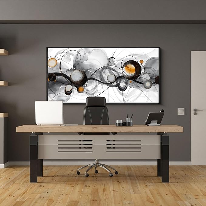 XLSJERST Abstract Artwork Minimalist Painting - Large Size Frame Wall Art for Living Room Wall Decor Modern Black and White Canvas Picture Boho Gray Wall Art