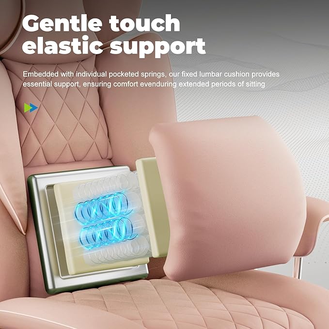 COMHOMA Big and Tall Office Chair, High Back Leather Gaming Chair with Footrest, Executive Ergonomic Office Chairs with Pocket Spring Lumbar Support and with Outward Fixed Soft Armrests