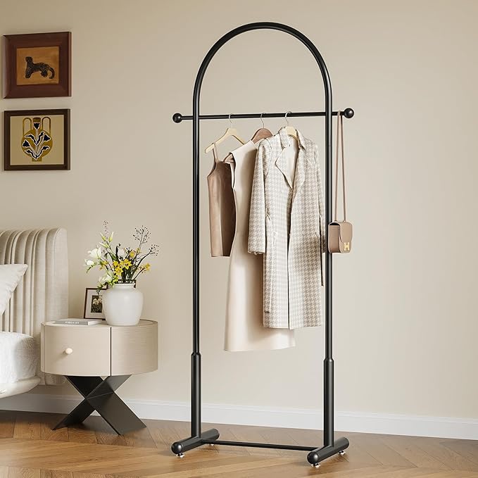 Metal Small Clothes Rack, Arched shape Clothing Racks for Hanging Clothes,Heavy Duty Garment Rack for Small Spaces Modern Coat Rack Stand for Entryway, Bedroom (black)