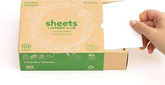 Sheets Laundry Club Bundle - 50 Pack (up to 100 loads) Fresh Linen Detergent Sheets & 40 Pack Vitality Dryer Sheets - New Liquidless Technology, Travel Essential Cleaning Supplies