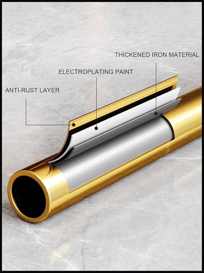 Freestanding Coat Rack with Natural Marble Base, 7 Heavy-Duty Hooks, Adjustable Height for Bedroom/Office/Hallway (Gold)