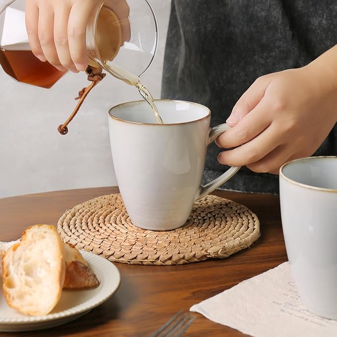 MONITO 17 OZ Coffee Mugs Set of 6, Large Ceramic Coffee Mugs，Modern Coffee Mugs Set with handle for Tea/Latte/Cappuccino/Milk/Cocoa, Funny Tea Cups for Office and Home, Engagement Gifts…