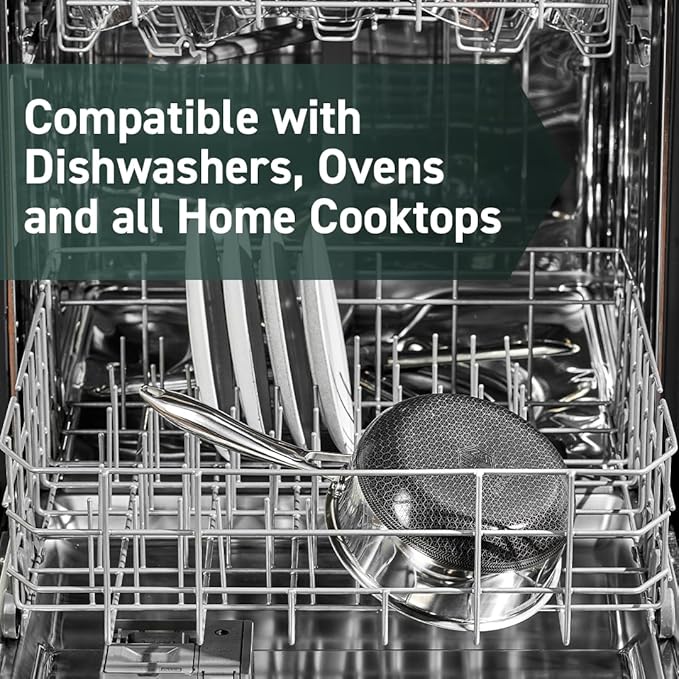 HexClad Hybrid Nonstick 1-Quart Saucepan with Tempered Glass Lid, Stay-Cool Handle, Dishwasher-Friendly, Oven-Safe Up to 900°F, Induction Ready, Compatible with All Cooktops