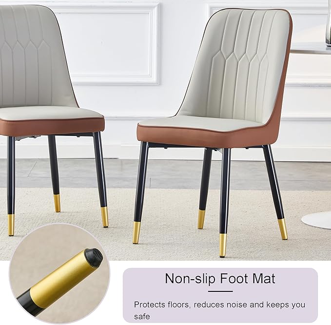 45 Inch Round Dining Table Set for 4, 5 Piece Kitchen Table and Chairs Set, Black Faux Marble Table Top, Small Space Dining Set for Apartment or Dining Room