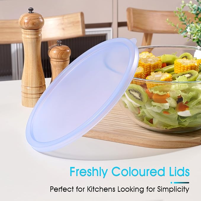 NUTRIUPS 4.7 Quart Large Glass Mixing Bowl with Lid, Deep Big Glass Bowl Large Salad Bowl (Transparent Twilight Purple)