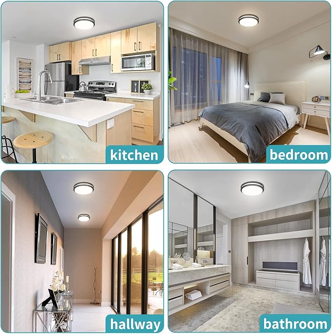 Bilrect Flush Mount Ceiling Light, 10 inch Ceiling Light Fixture Dimmable,18W [160W Equiv] 1600lm, 3000K/4000K/5000K Bedroom Ceiling Lights for Kitchen, Hallway, Bathroom, Offices