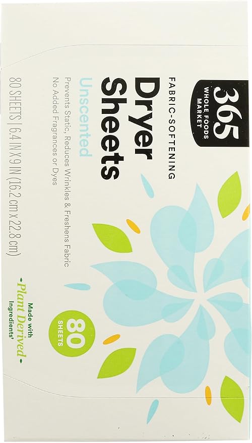 365 by Whole Foods Market, Fabric-Softening Dryer Sheets, Unscented, 80 Count