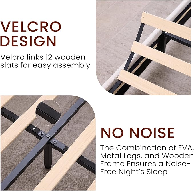 Full Size Boucle Bed Frame, Upholstered Cloud Bed Frame with Adjustable Headboard, Solid Wood Legs, Rounded Corners Design & Easy Assembly – Modern Platform Bed,Cream