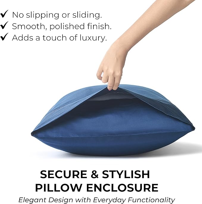 100% Natural Cotton Bed Sheets | 500 TC Single-Ply Sateen Weave Twin Sheets Set | Breathable & Hypoallergenic Solid 3-Piece Bedding with Deep Pocket Fitted, Flat, Pillowcase | Navy Blue