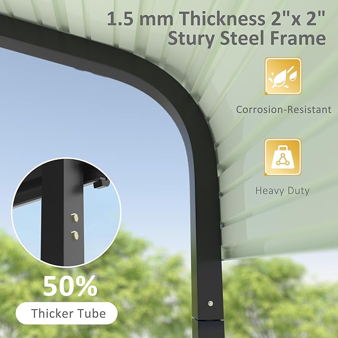 MUPATER Outdoor Carport, 12' x 20' Heavy Duty Canopy for Garage,Car Garage Shelter with Metal Roof and Frame for Car, and Boat, Grey